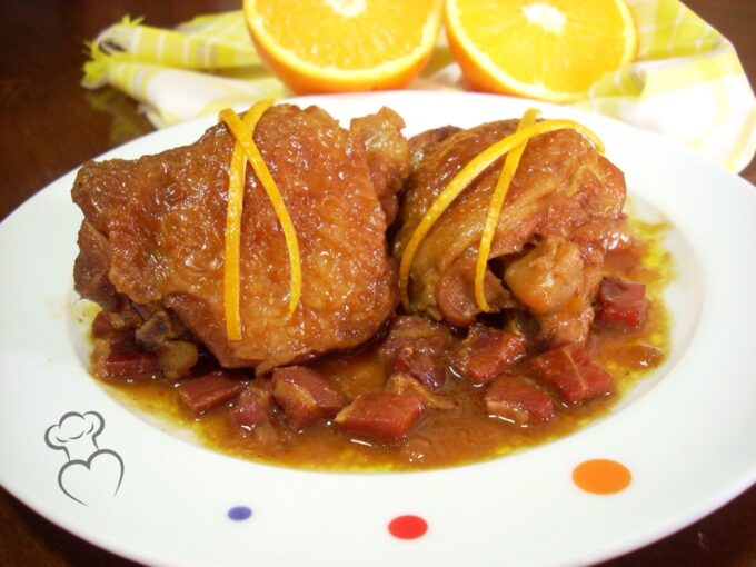 Pollo a la naranja con toque de Jerez.