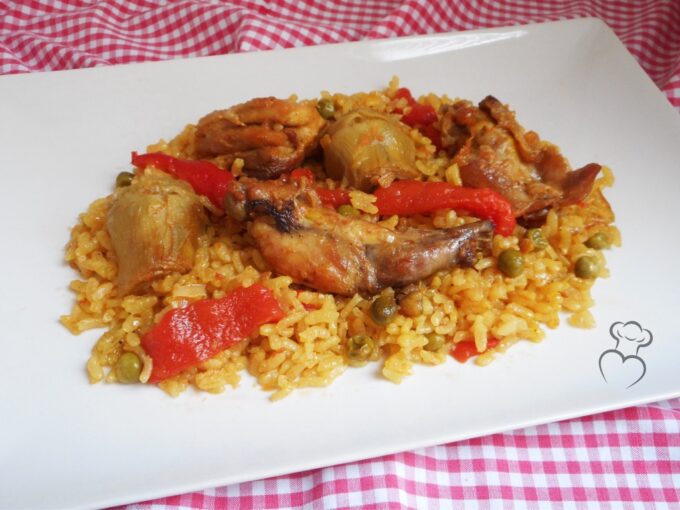 Arroz con conejo y pollo al horno