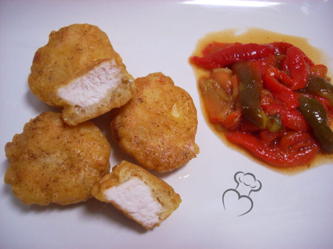 Nuggets de pollo en tempura de pimentón