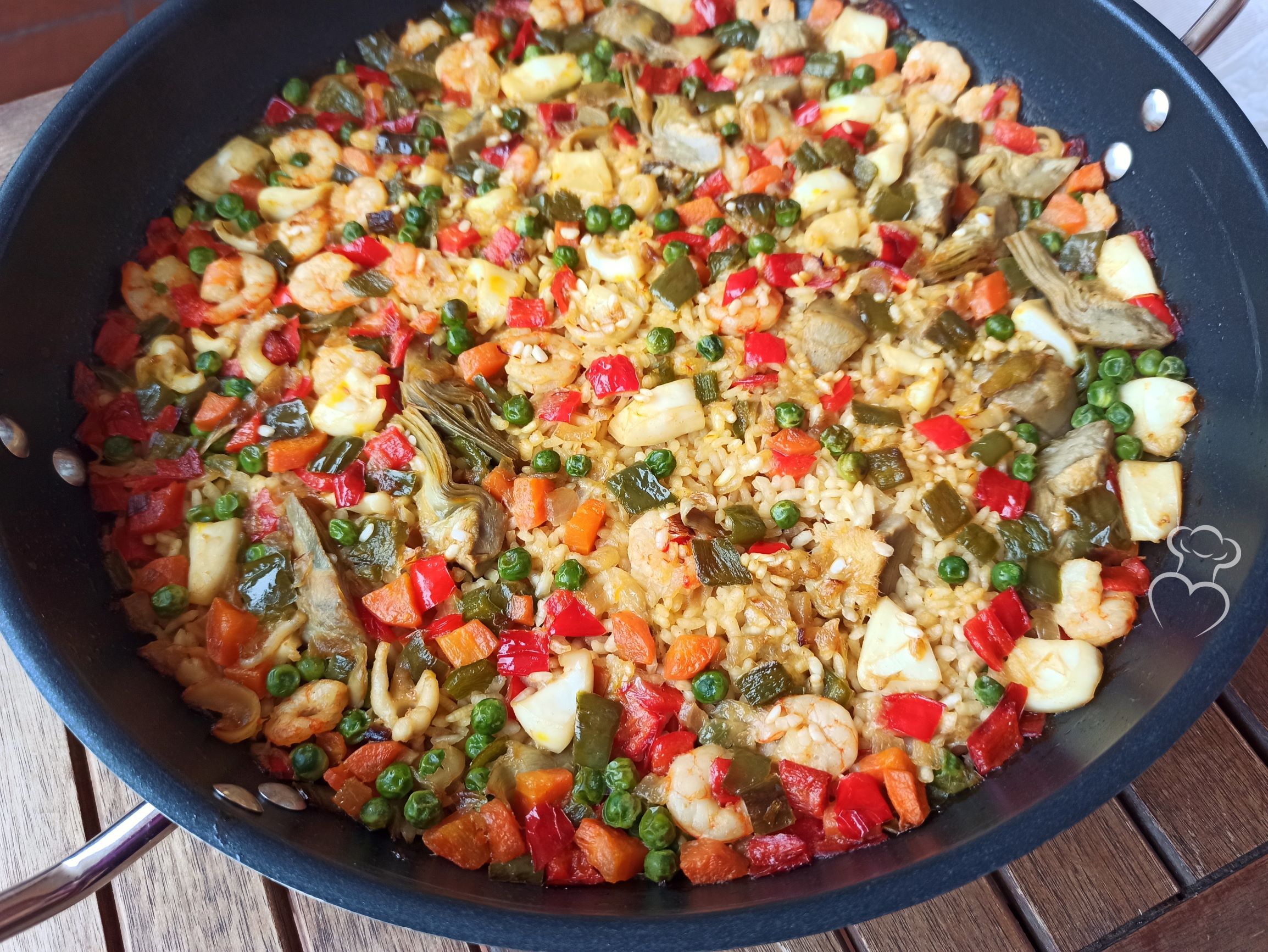 Arroz mar y huerta al horno