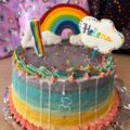 Tarta arcoiris de mousseline